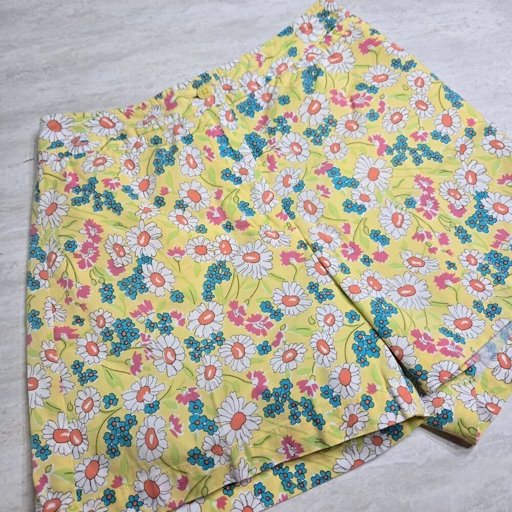 Vintage‎ Harolds Shorts Womens 0 Floral Yellow High Waist Retro Daisy 70s